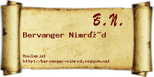 Bervanger Nimród névjegykártya